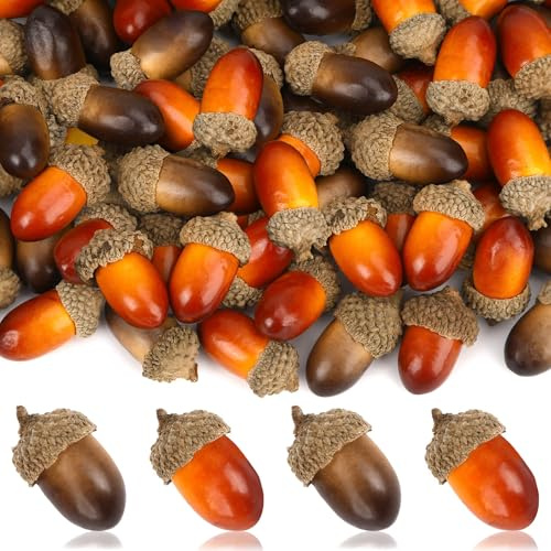 JULBEAR Eicheln Deko, 80 Stück Künstliche Eicheln Mini Eicheln zum Basteln Herbst Eicheln Streudeko Eicheln Tischdeko für Herbst Halloween Erntedankfest