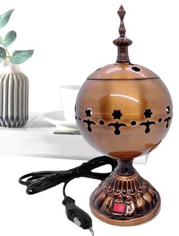 WJnflQN Quemador de Incienso eléctrico,Quemador de Incienso de Metal – Soporte de Incienso Oliban Portavelas para Mesa Hogar Salón Meditación Iglesia Aromaterapia