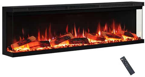 FLAMEKO 60 Wall Mounted Electric Fireplace, Premium Logs, Leura, Black