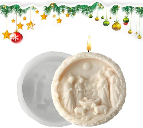 per Presepe in Resina | ni per Gesso Natività di Gesù | Stampo Silicone 3D Rotondo Facile Distacco per Natale | per Progetti in Gesso Cioccolato Sapone Fondente Resina