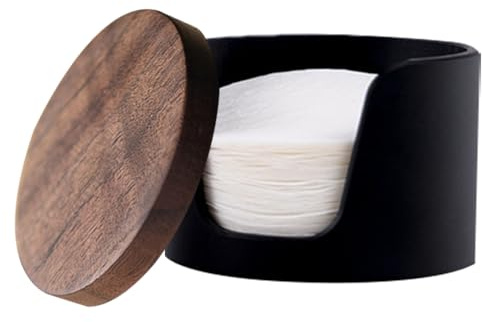 Porta filtro per caffè portatile, contenitore per carta filtrante per caffè – filtro rotondo per carta setacciata,contenitore portatile con coperchio, contenitore in legno antipolvere in stile vintage