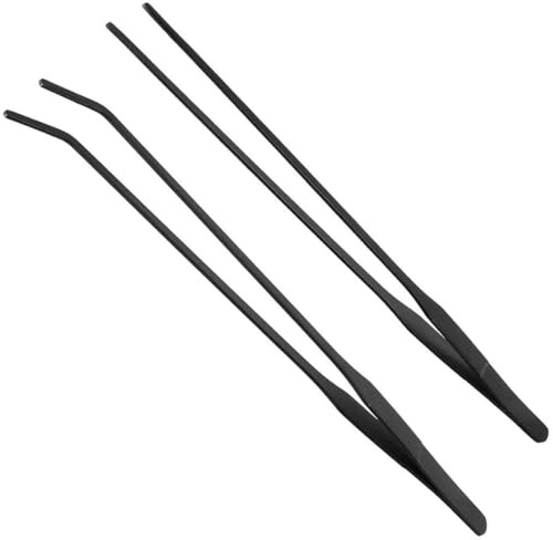 DOKRIN Accessori alimentazione per rettili e anfibi,2 pezzi di vernice nera per acquario, clip per attrezzi, pinzette, strumenti per la pulizia in acciaio inossidabile