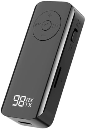 Asyduey Transmisor Receptor Bluetooth 5.3 Adaptador Inalámbrico AUX de 3,5 mm Estéreo para Auriculares TV PC Altavoz de Coche con Pantalla Digital