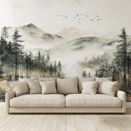 Papel pintado 3D fotomural sereno paisaje bosque montaña foto tela no tejida diseño para paredes habitación salón sofá TV Hotel pasillo lujo fondo pintura mural 200 x 140 cm