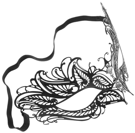 FRCOLOR Masque de Bal Masqué Métal Noir pour Femme Design Raffiné et Léger Masque Demi-visage pour Fête Halloween et Soirée Costumée