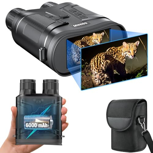 Binoculares Visión Nocturna 4k,Dowesyeen Prismaticos Pprofesinales Largo Alcance 6000mAh Recargable Infrarrojos Vision Diurna Nocturna Digital con 3 1080FHD LCD TFT para Tomar Fotos y Videos