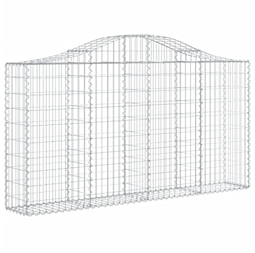 Nqyjm Gabion Gabion Cesti per gabbioni Arcuati 4 pezzi 200x30x100/120 cm Ferro Zincato, Recinzione Decorativa Giardino Griglia Metallo per Arredamento Esterno Cortile LH1A