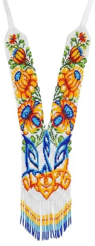 LKBEADS Collier ukrainien Gerdan à fleurs, perles de rocaille, bijou traditionnel multicolore fait main | LK_UKRN_0917