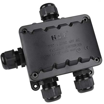 4 Way Larger Junction Box, La Vane IP66 Waterproof 4 Way T Shaped Cable Connector Lighting Connector Electrical External Coupler, M20 Cable Gland Ø 10-14mm
