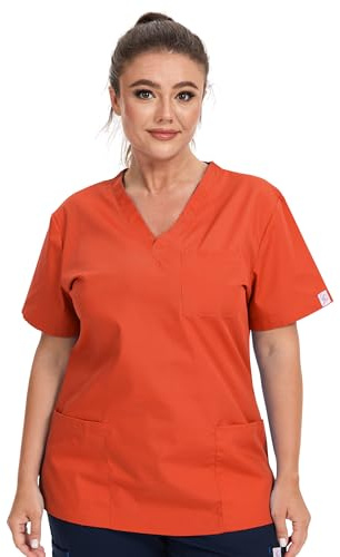 JONATHAN UNIFORM Divisa Sanitaria Donna Casacca Medico Manica Corta 3 Tasche per OSS, Clinica, Dentista, Veterinario, Farmacista (Arancione, 3XL)