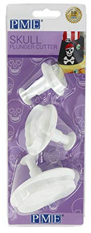 PME SKU202 Novelty Plunger Cutters-Skull Set of 3, AMS Plastic,White