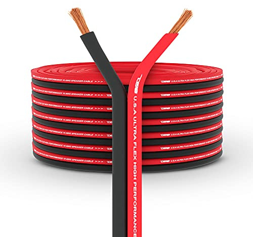 DS18 SW-18GA-100RB Ultra Flex Speaker Wire Red and Black 100FT - Speaker Cable for Audio Applications