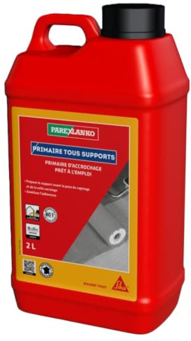 Parexlanko Primaire tous supports, Incolore, 2 l (Lot de 1), Rouge | Tous supports - Sol et mur intérieur/extérieur - Améliore adhérence colles et ragréages - Sans solvant - Séchage rapide