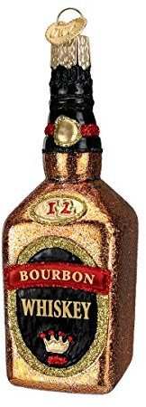 Old World Christmas Adornos Bourbon Botella de vidrio soplado adornos para árbol de Navidad