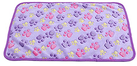 Super Soft Fleece Warm Pet Hund Katze Bett Decken,Hundedecke Kuscheldecke,Flanell Haustierdecke,Katzendecke mit Pfoten,Teppich Waschbar Haustiere,Flauschige Haustierdecke (60x40CM, Lila)