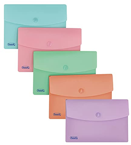 Favorit Umschläge mit Pastellknopf, A6, Polypropylen, matt, 5 Stück