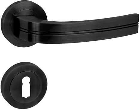 domino Türgriff DEKAN-R BLACK BB-Buntbart Drückergarnitur für Zimmertüren Türdrücker-Set Rosetten-Garnitur Türbeschläge