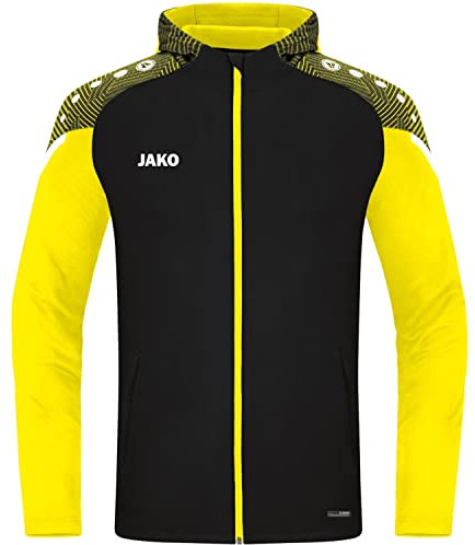 JAKO Kinder Kapuzenjacke Performance, Schwarz/Soft Yellow, 164