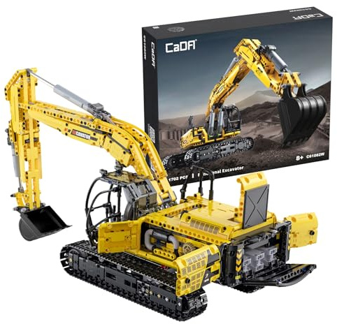 Cada C61082W Blöcke Funktionaler Baubagger 1702 EL., Schwarz, Gelb