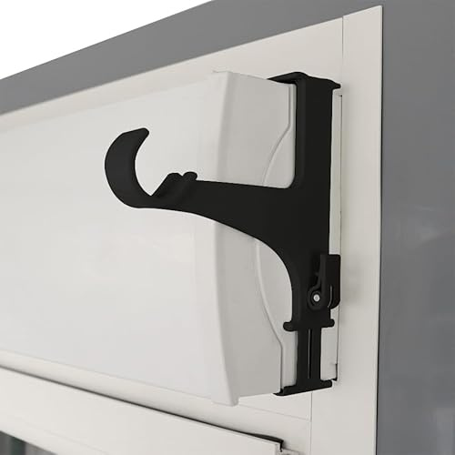 Empyr Set of 2 Brackets – No Drilling Without Adhesive – for Curtain Pole Diameter 20-28 mm – Tension and Tightening on Rolling Shutter Box – Height 14-24 cm – Colour Black – French Quality