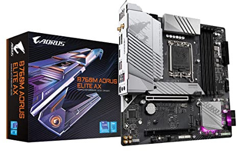 GIGABYTE B760M AORUS ELITE AX Mainboard - Unterstützt Intel Core Prozessoren der 14. Generation, 12*+1+1 Phasen digitales VRM, bis zu 7800MHz DDR5 (OC), 2x PCIe 4.0 M.2, Wi-Fi 6E, 2.5GbE LAN