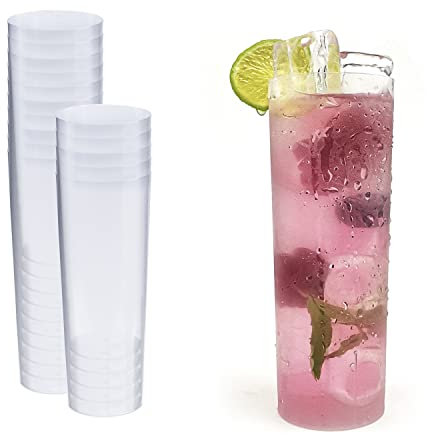 Silverkitchen Lot de 16 verres à long drink 300 ml – Gobelets en plastique, réutilisables, incassables, fabriqués en Allemagne