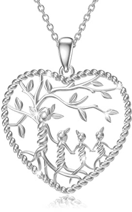 Waysles Damen Baum des Lebens Halskette 925 Sterling Silber Mutter und 3 Kette Lebensbaum Herz Anhänger Mama Tochter Schmuck Geschenke für