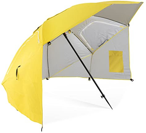 Stagecaptain UM-210 Shady Sonnenschirm-Strandmuschel - Erdspieß zur Montage als Sonnenschirm - Wasserabweisender Stoff inkl. UV-Schutzschicht - Netz-Fenster für eine bessere Luftzirkulation