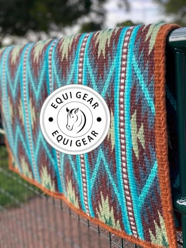 EQUIGEAR Western Show Horse Satteldecke aus neuseeländischer Wolle, Western-Design, handgefertigte Satteldecke, Wollpolster, Sensor Flex (Anpassung möglich), WK78 (34x38)