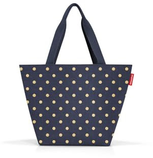 reisenthel shopper M in metallic dots blue – Geräumige Shopping Bag und edle Handtasche in einem – Aus wasserabweisendem Material