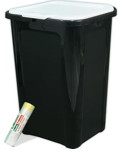 Sicignano | Set 4 Pattumiere Coverline per Raccolta Differenziata, 44 Lt - Cestino Bidone Spazzatura, Interni Cucina - Omaggio 10 Sacchetti Immondizia Colorati (Indifferenziata)