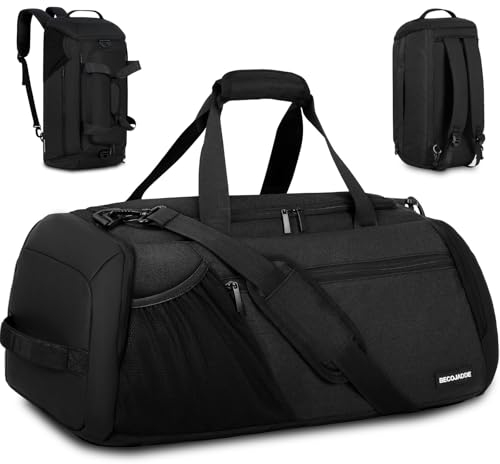 Sporttasche Herren 40L Groß Sporttaschen Reiserucksack Mehrere Taschen Rucksack mit Schuhfach Nassfach Wasserdicht für Schulter und Hand Trainingstaschen Weekender Tasche Sports Bags Schwarz