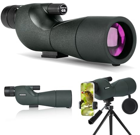 BOSSDUN 25-75X Longue-Vues avec Trépied，Sac de Transport et Adaptateur pour Smartphone pour L'observation des Oiseaux Visite Safari Observation des Oiseaux étoiles Tir à l'arc Camping Faune Paysage