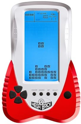 TAQY Blue backlit Block Game Console 3398 in 1 Retro Nostalgia Racing/Tank Battle/Snake Pocket Puzzle Game Console Handheld Portable Brick Toy Console Gifts for Teenagers/Children (Red)