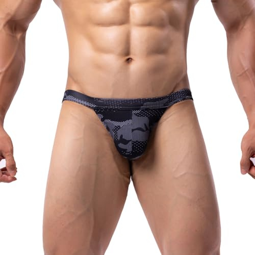 Summer Code Mens Bikini Briefs Low Rise Micro Mesh Bulge Pouch Underwear | Soft Lightweight Camo Underwear，Cool Breathable Moisture Wicking, Nylon Blend Fabric，for Summer Travel Everyday Wear