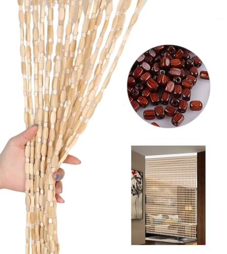 Türvorhang 60x80cm 90x200cm Bambus Tür Perlenvorhang Perlen Design Balkontür Vorhang Rechteckig - Zimmertüren - Terrassentüren(Kaffee,W60*H80cm)