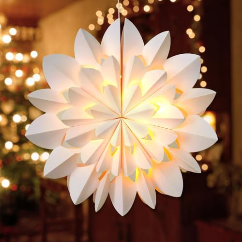 Weihnachtsstern Beleuchtet, Weihnachtsdeko Innen LED Stern, Weihnachtsstern Fenster mit Beleuchtung, LED Papierstern Beleuchtet zum Aufhängen, Stern Fenster Beleuchtet für Fensterdeko Weihnachten (A)