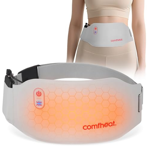 comfheat Portable Heating Pad for Period Cramps Pelief with Vibration Massage, Ultra-Thin Fast Heat with 5000mAh Battery, Menstrual Pain and Cramps Relief for Women and Girl