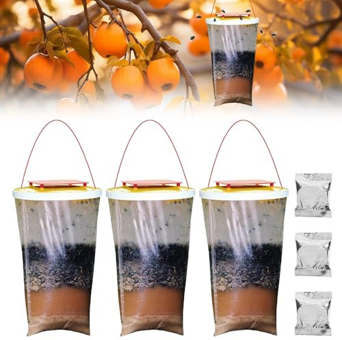 PLLYPE Kit Trappola per Mosche, 3 Pezzi Trappola per Antimosche, Trappola Acchiappa Mosche Zanzare, Cattura Mosche con Alimenti, Ideale per Giardini, Cucina, Fattorie, Interno ed Esterno