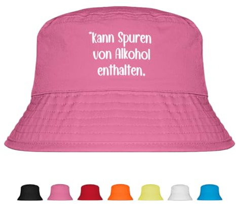 Kann Spuren von Alkohol enthalten - Lustiger Fischerhut – Der perfekte Sonnenhut für Herren & Damen – Ideal als Malle-Outfit, Party-Accessoire & Festival-Eimerhut für den Strand