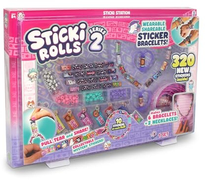 Sky Castle Sticki Rolls Sticki Station S2, bärbara delbara klistermärken, ultimat gör-det-själv klistermärke smyckekit, armband och halsband
