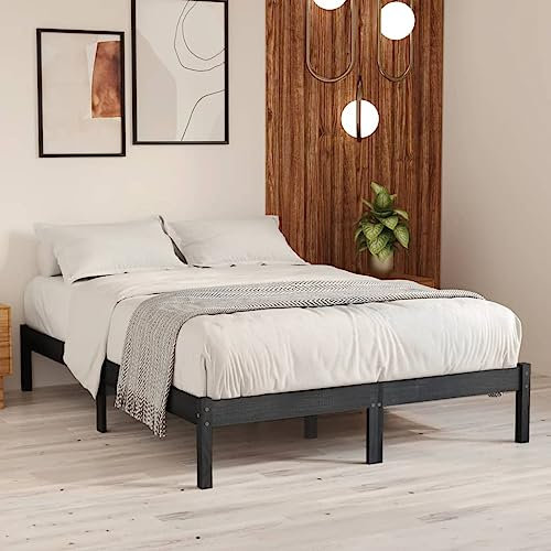MOBCANT Massivholzbett, Futonbett Familienbett Betten Bettsystem Geeignet für Schlafzimmer Hotel Wohnungen Gästezimmer Grau Kiefer 200x200 cm