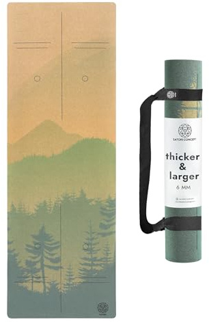 Satori Concept Cork Yoga Mat with Natural Rubber Base, Extra Size, Thickness and Support, Excellent Cushion & Grip, Non-Slip, Non-Toxic, Sweat-Resistant, Sustainable, Eco-friendly Exercise Mat (Mountain, XL 80 x 26 x 6mm)