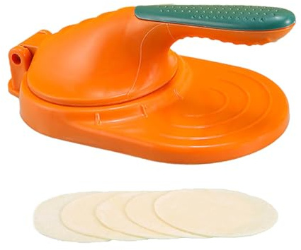 Machine À Raviolis, Presse À Tortillas En Fonte, Moule À Raviolis Avec Poignée Ergonomique Antidérapante, Ustensiles De Cuisine Pour Crêpes Indiennes, Chapatis, Tacos Et Tortillas (Orange)