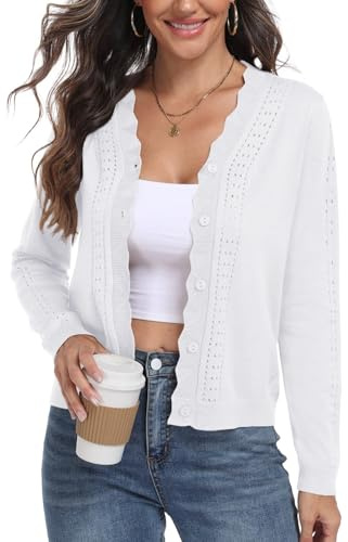 PrinStory Womens Cardigan Long Sleeve Button Down Knit Ladies Jumper Open Front Knitwear Elegant Outwear