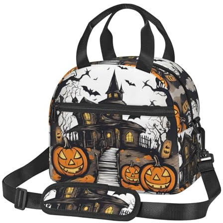 ERSDWRE Happy-Halloween-Vector Print - Lonchera reutilizable para mujer, bolsa de almuerzo aislada para adultos, para oficina, picnic, viajes