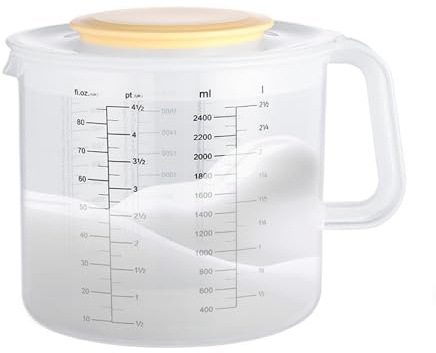 Misurino con coperchio - Contenitore multifunzionale da 2400 ml con di capacità, manico ergonomico facile da impugnare | per miscelazione a prova di schizzi, utile strumento da cucina per