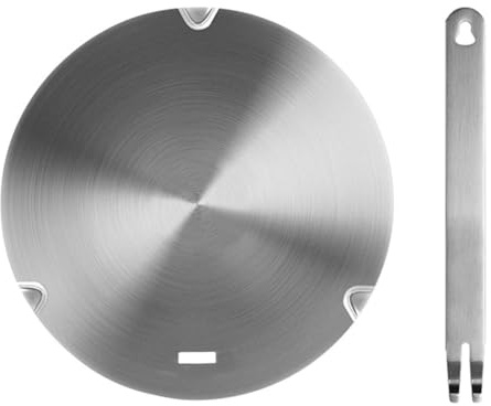Voyoo Värmediffusorplatta, induktionsadapter i rostfritt stål med avtagbart handtag, spishäll för användning i gasspis, glashäll och induktionsspis (260 mm)