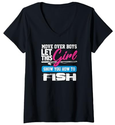 Femme Chemise de pêcheur Fille Move Over Garçons Fille Montrer Comment pêcher T-Shirt avec Col en V