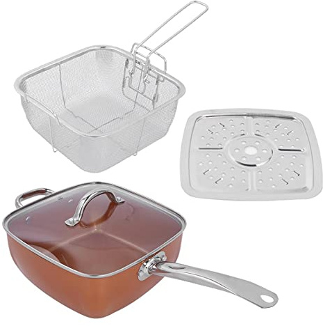 Alomejor Ensemble de Poêles à Frire Antiadhésives en Acier Inoxydable, Fournitures de Cuisine Multifonctions Durables pour les Amateurs de Poêles et de Casseroles